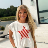 Stars N Stripes Tee - Off White/Red