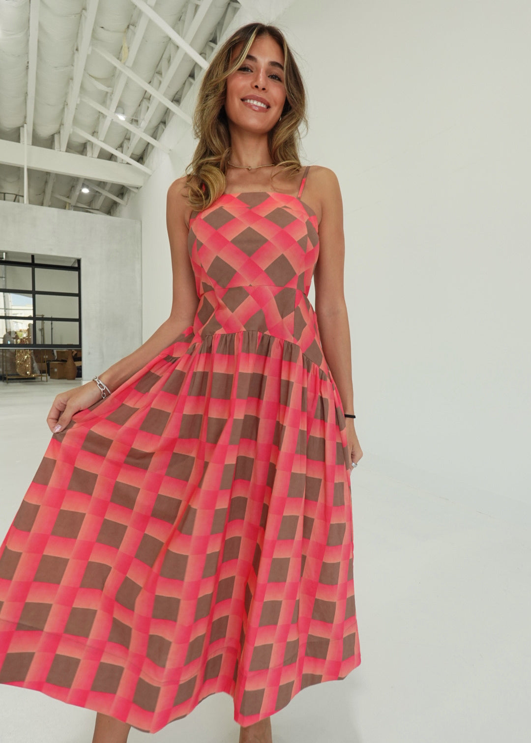 Picket Fences Midi Dress - Coral