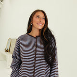 Lanie Striped Cardi - Dark Brown