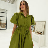 Mona Drawstring Dress - Olive