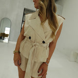 Double Down Vest Set - Cream