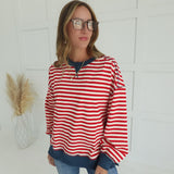 Joneses Striped Pullover - Red/Cream