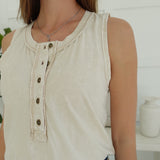 Hip Henley Knit Top - Khaki