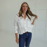 Clocked In Button Down Shirt - White