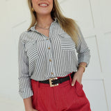 Hamptons Striped Top - Black