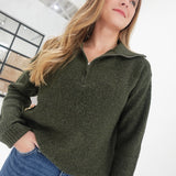 Truce Half Zip Sweater - Dk Olive
