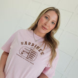 Sardines Embroidered Tee - Pink/Brown
