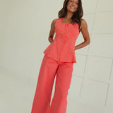 Lamar Peplum Set - Red