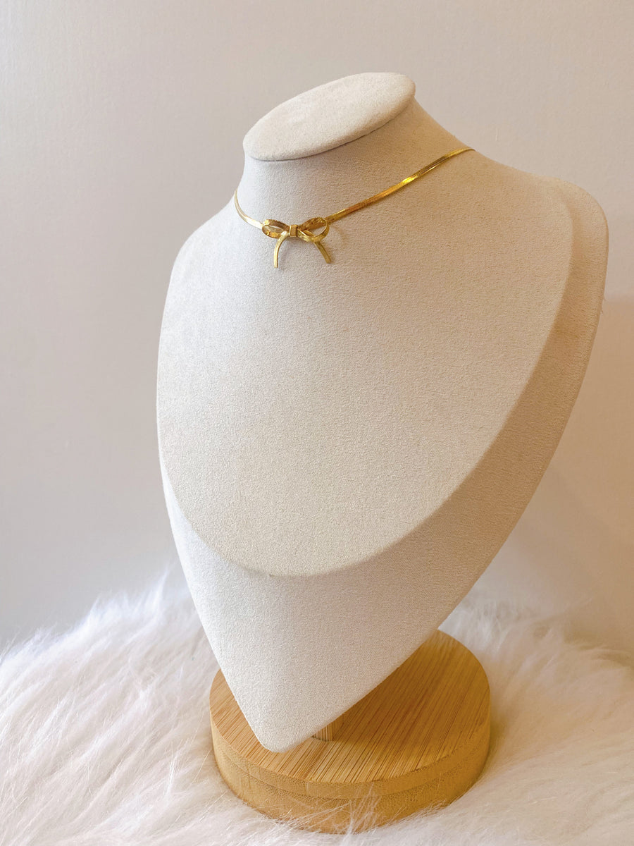 Herringbone Choker Bow Necklace