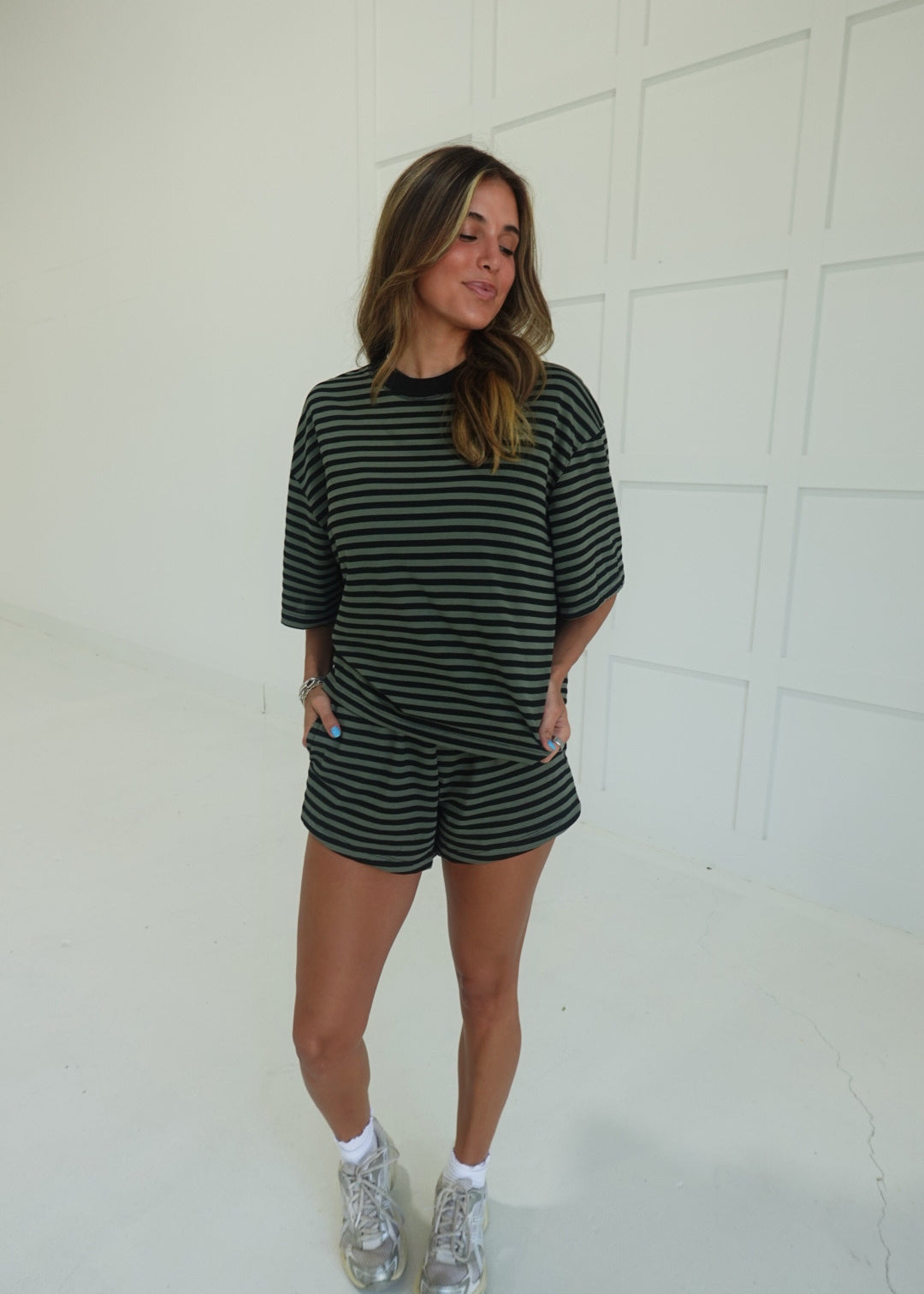 Drew Striped Set - Olive/Black