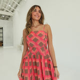 Picket Fences Midi Dress - Coral