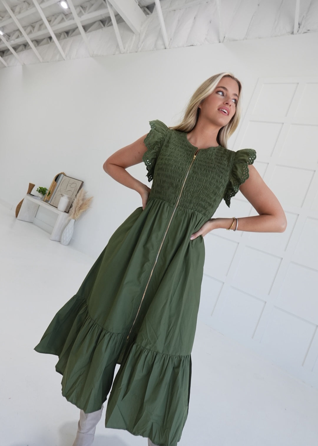 Abaline Midi Dress - Olive