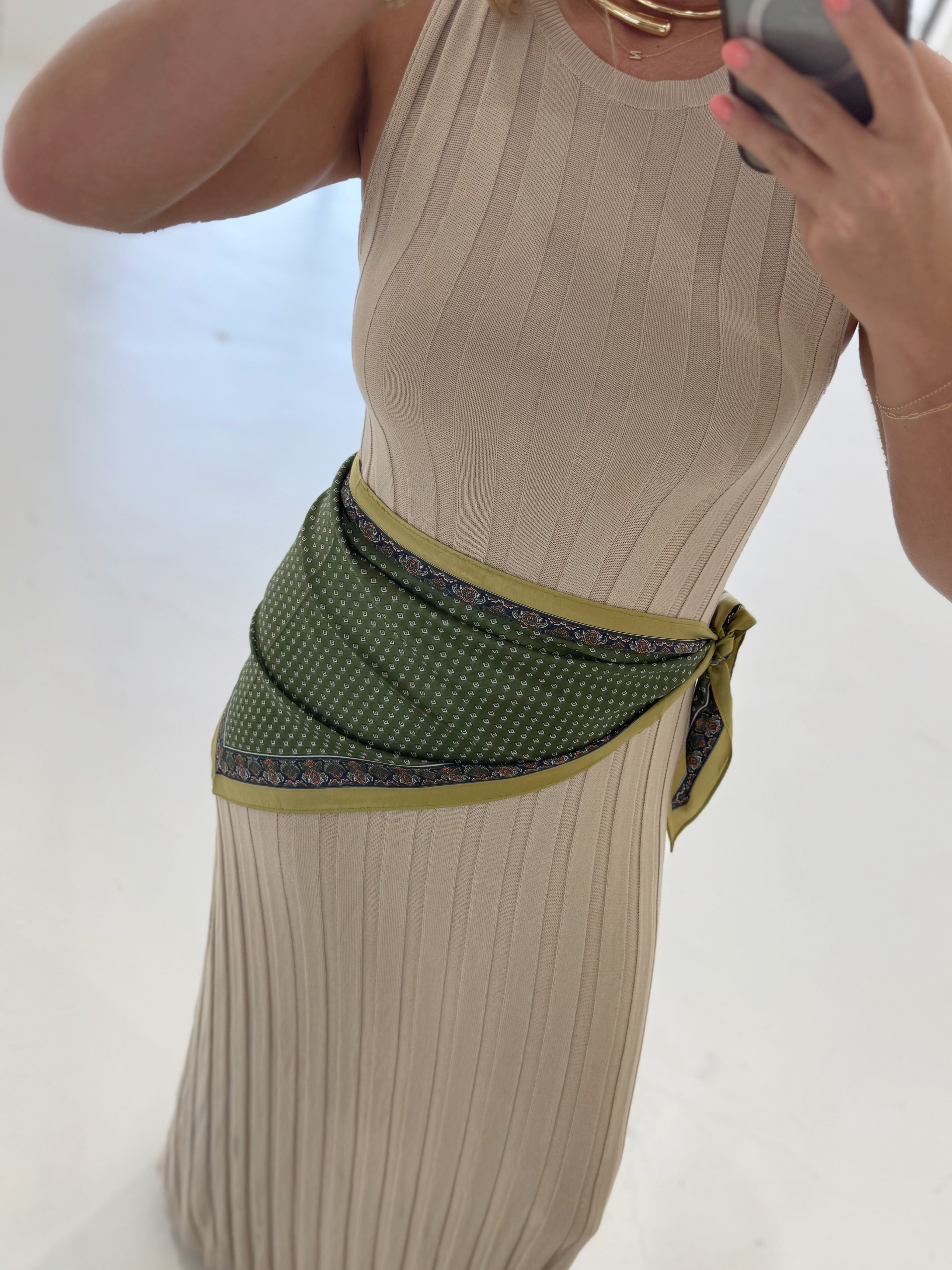Abstract Waist Scarf - Olive