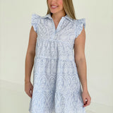 Youthful Embroidered Dress - Blue