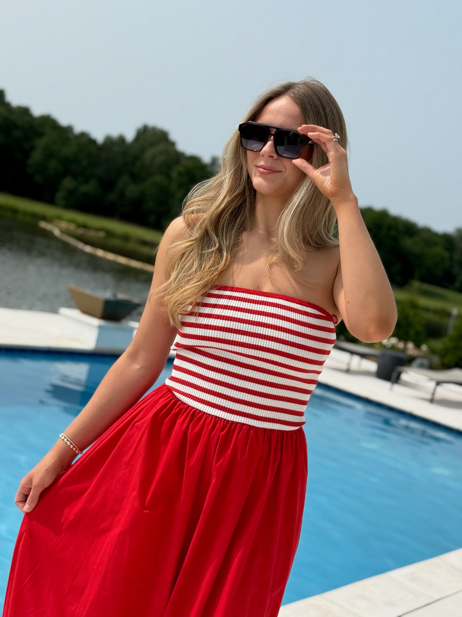 Believe In Freedom Midi Dress - Red