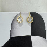 LARGE Circle Cz Dangle Earrings - Gold