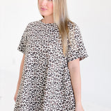 Ledger Leopard Mini Dress - Ecru