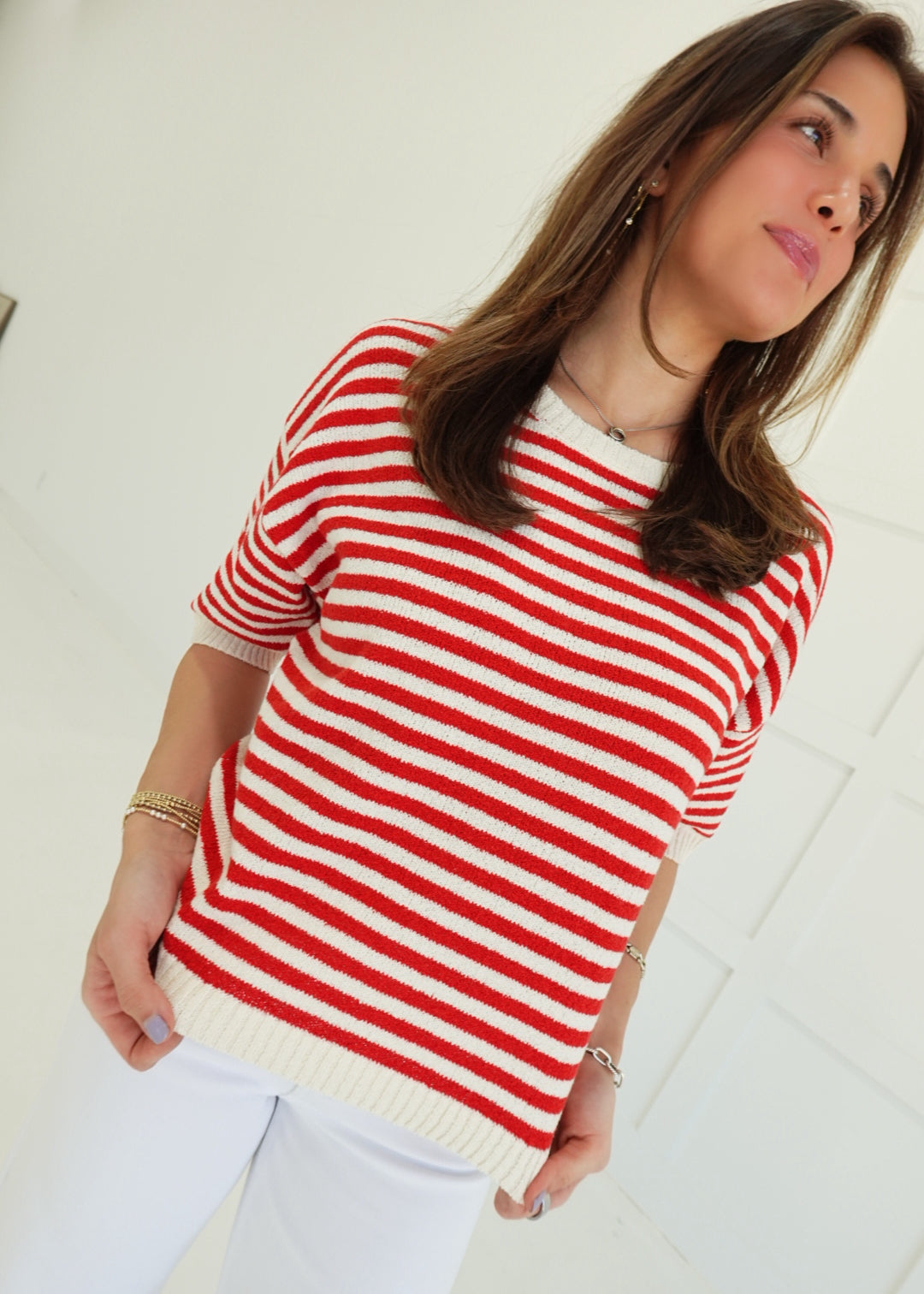 Jessie Striped Sweater - Red