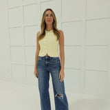 Alexia Knit Vest - Butter/White