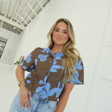 Jane's Day Out Top - Blue/Mocha
