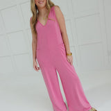 Deep Downer Jumpsuit - Fuchsia