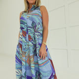 Holiday Palms Midi Dress - Blue
