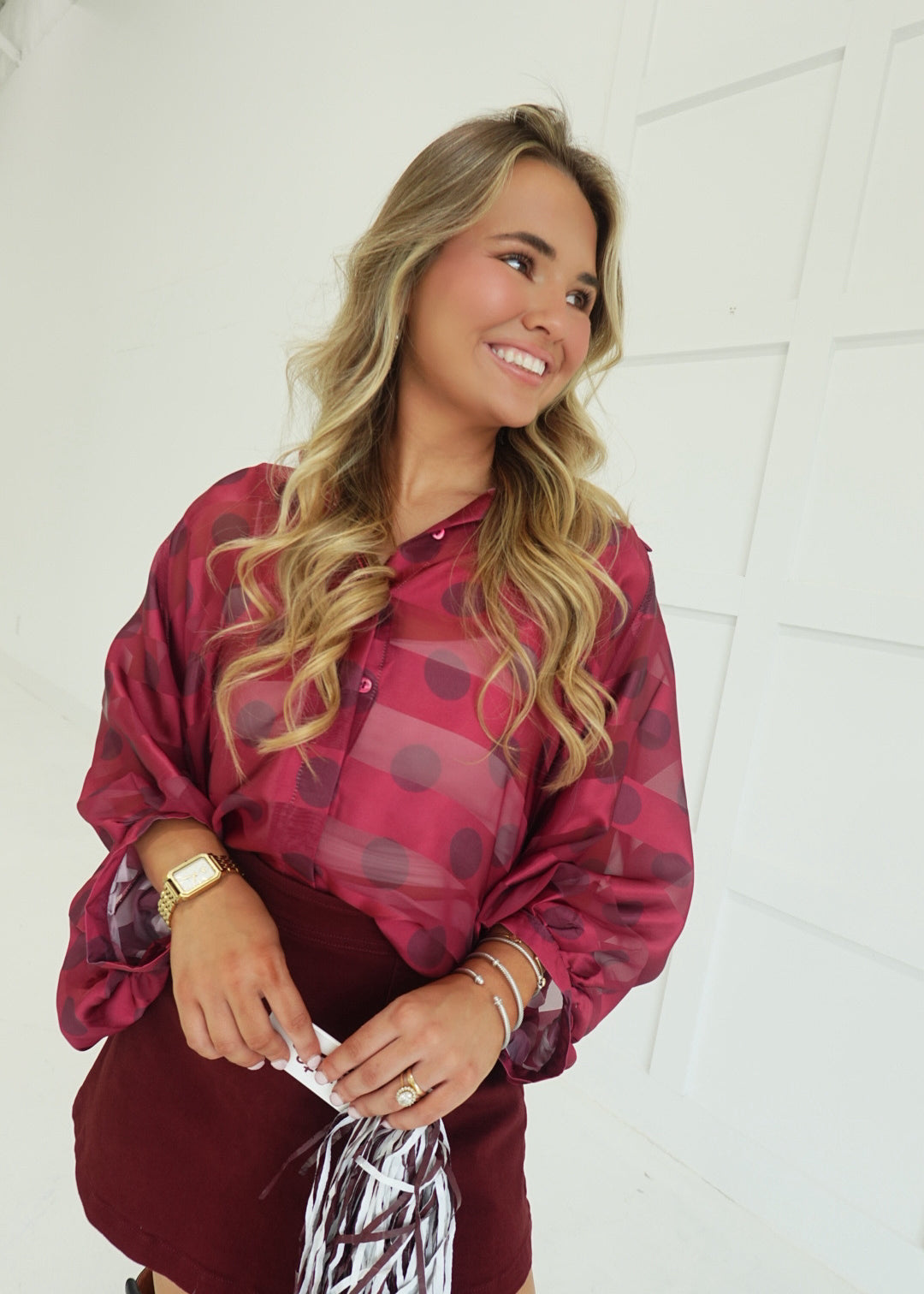 Olden Days Blouse - Burgundy