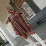 Dalton Babydoll Dress - Brown