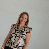 Destined Abstract Blouse - Tan