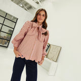 Stella Striped Top - Camel/Pink