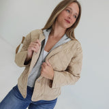 Quilted Combo Jacket - Khaki