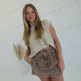 Connie Corded Mini Skirt - Mocha Mousse