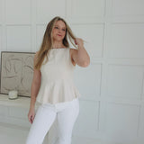 Few And Far Peplum Top - Cream