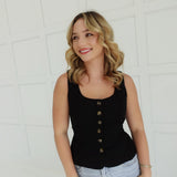 Bullseye Blazer Top - Black