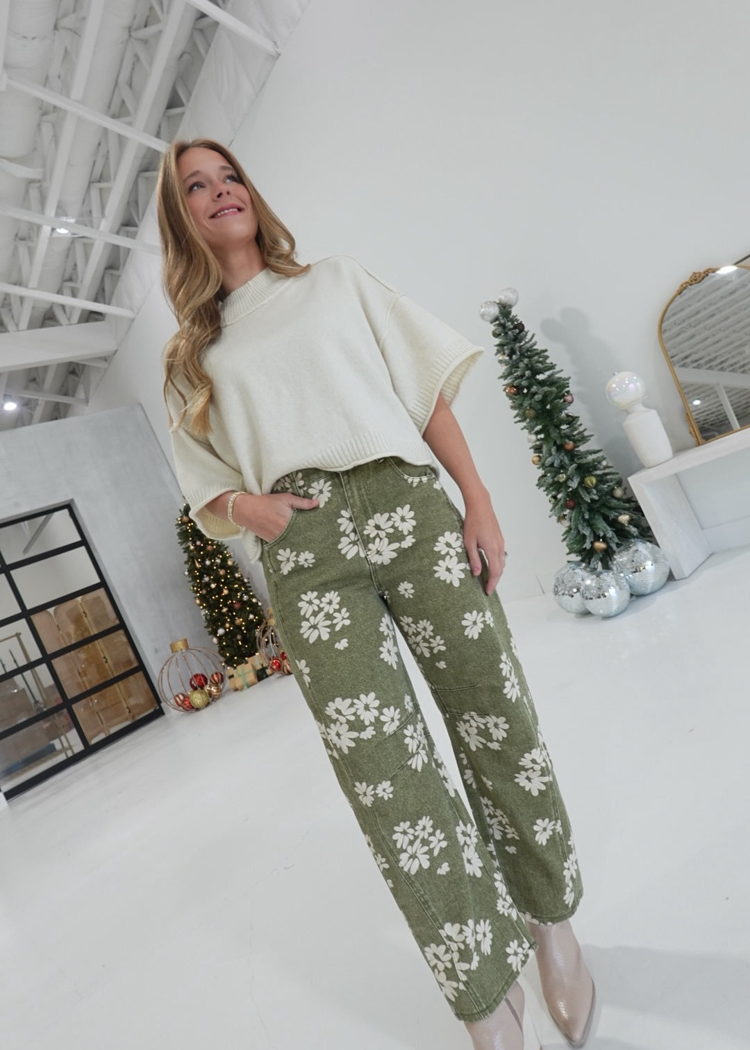 Good Florals Barrel Jeans