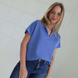 Bittersweet V-neck Blouse - Blue