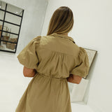 Mona Drawstring Dress - Tan