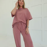 Keaton Striped Set - Mauve