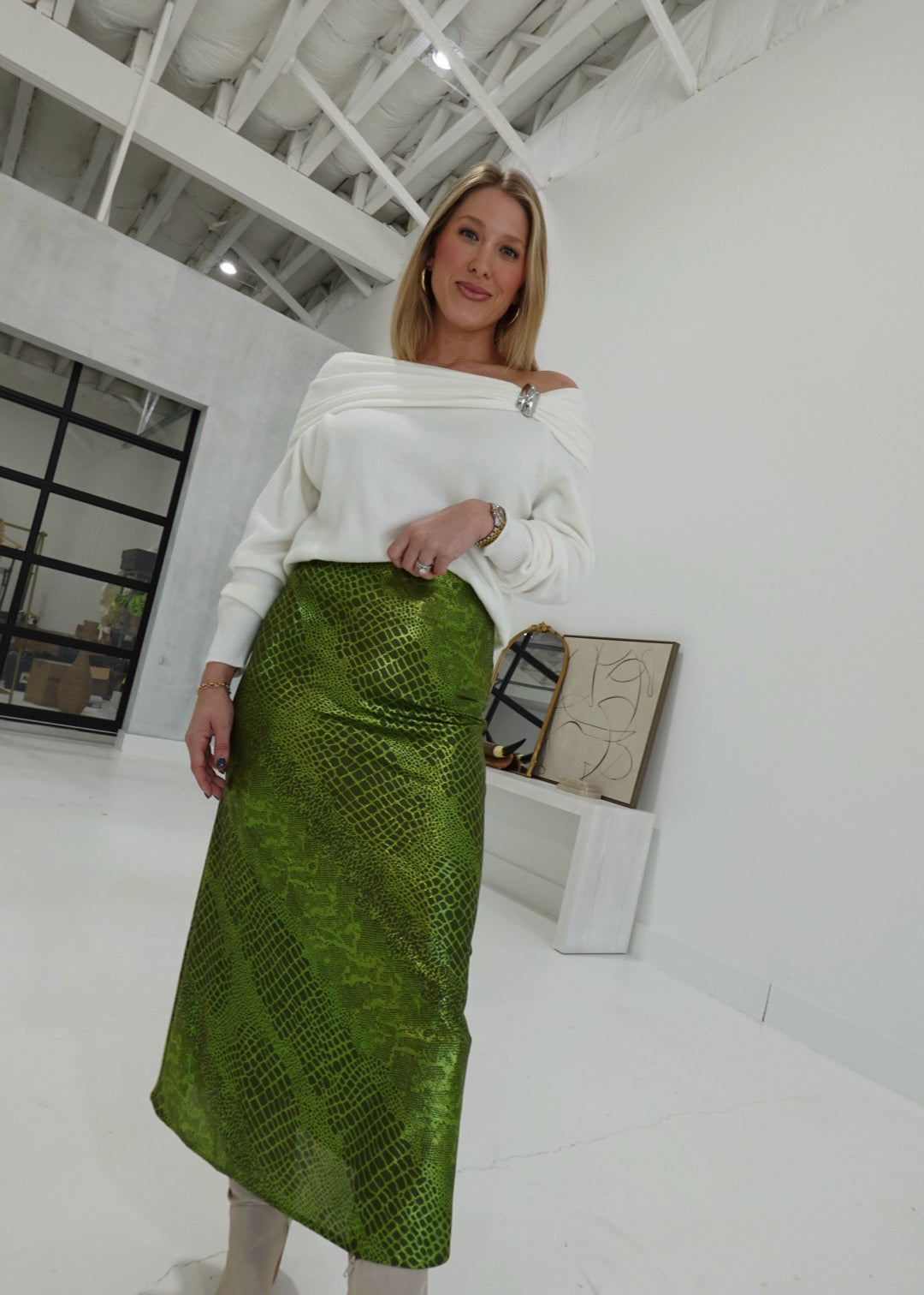 Pyro Midi Skirt - Green