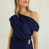Celeste Satin Top - Navy