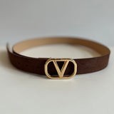 Chic V Buckle Belt - Coffee