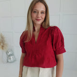 Adaline Embroidered Blouse - Red