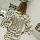 Ginny Striped Set - Cream/Brown