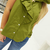 Priscilla Ruffle Top - Olive