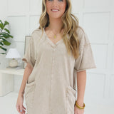 Easy Way Out Romper - Taupe