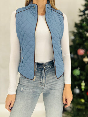 One Way Out Quilted Vest - Blue