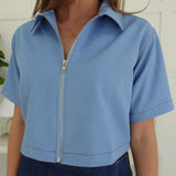 Cecily Zip Top - Sky