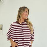 Nora Striped Cardi - Burgundy