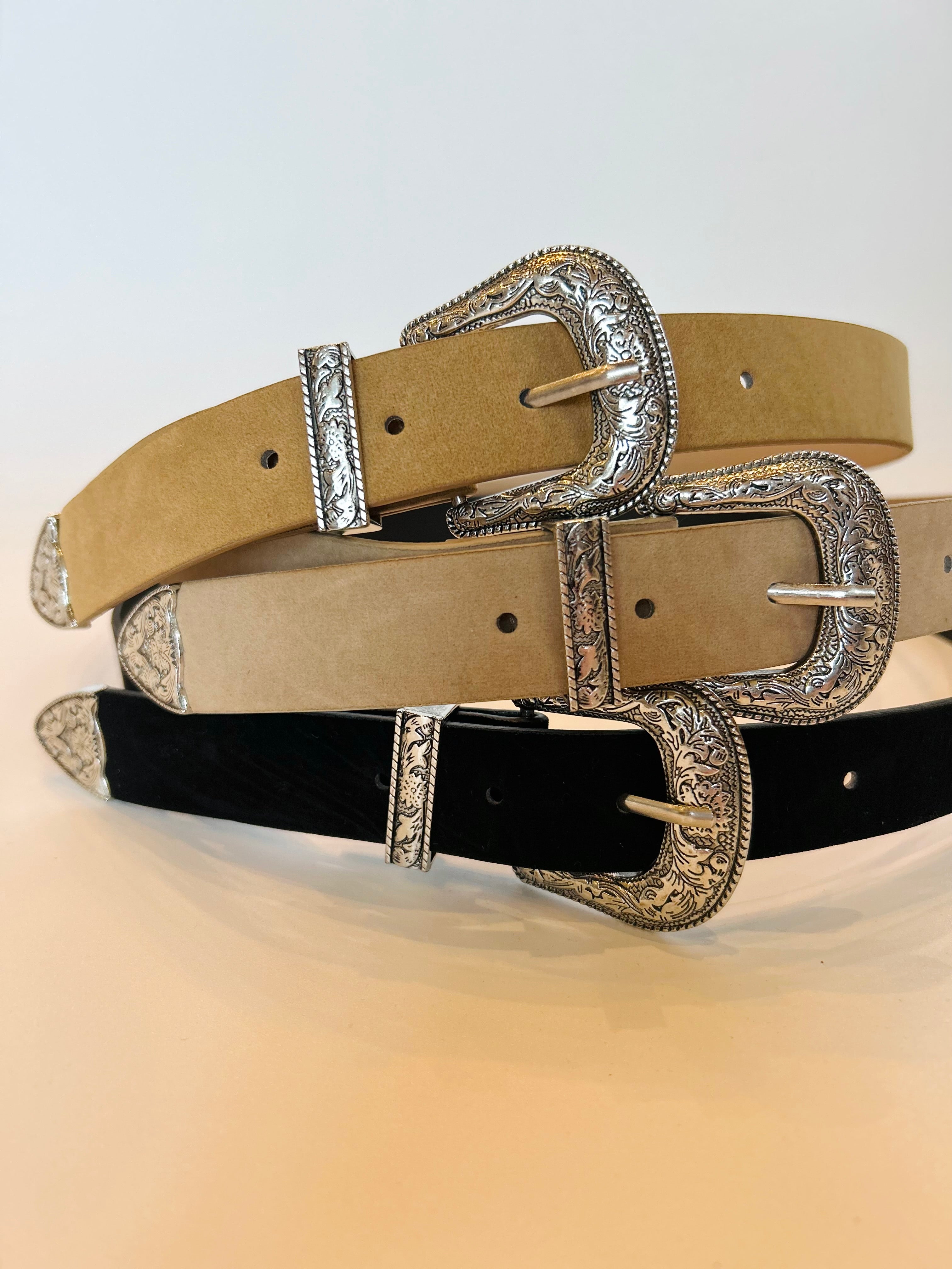 Western Buckle Belt - Beige