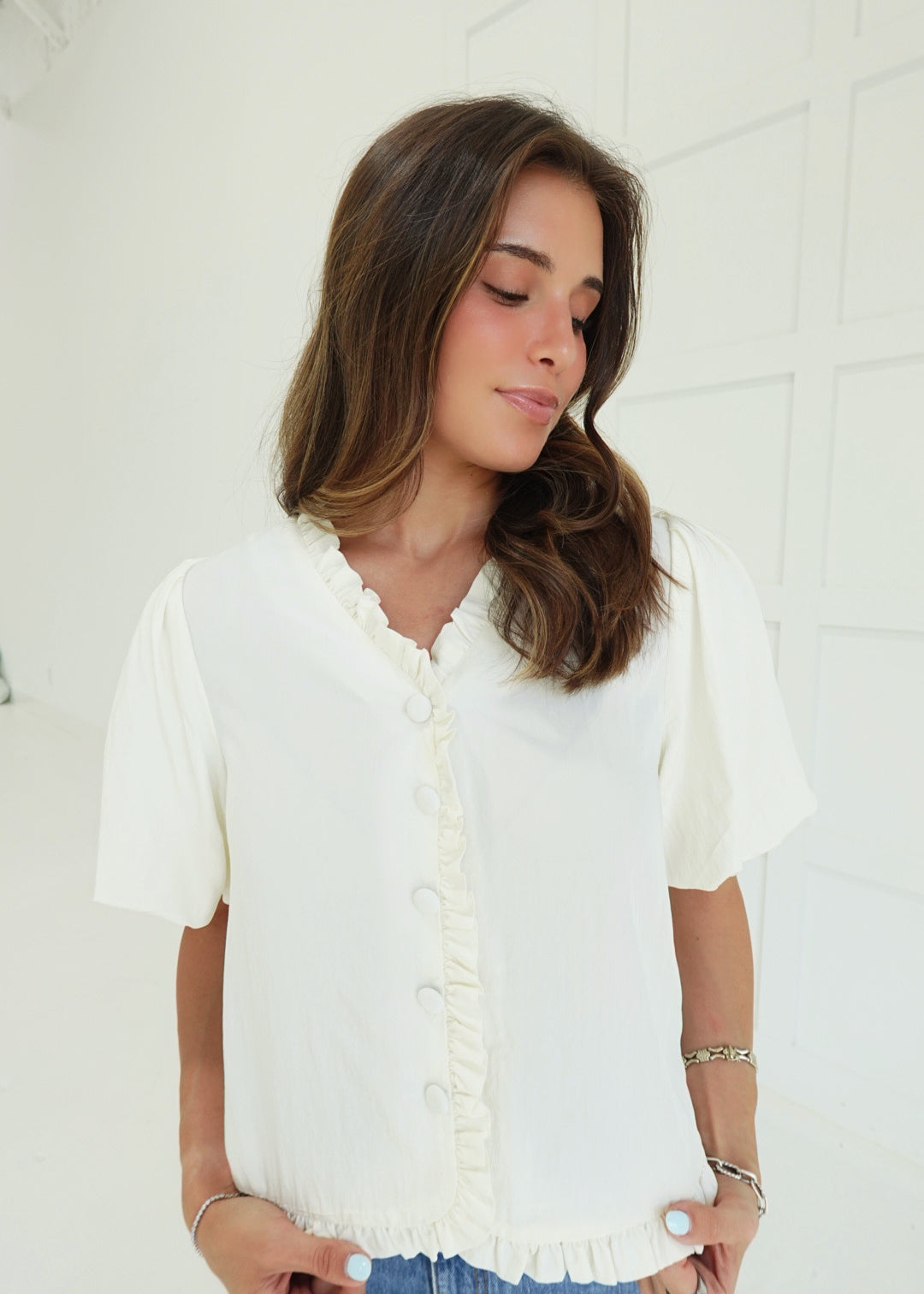 Leia Ruffle Top - Off White